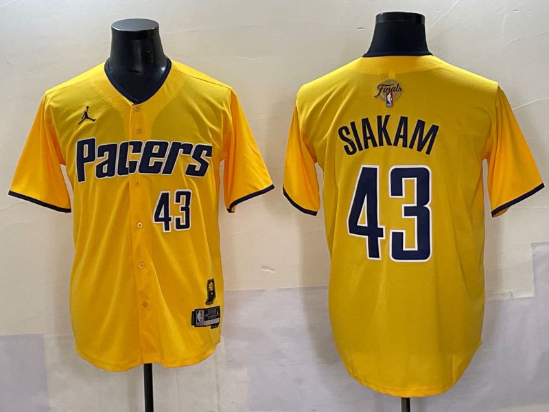 Men 2025 Indiana Pacers #43 Siakam Yellow Joint Name NBA Jersey style 23->->NBA Jersey